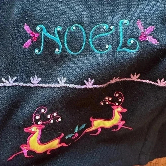 Merry & Bright Christmas Sweater Vest Womens 3X Black Embroidered Beaded - Picture 7 of 10